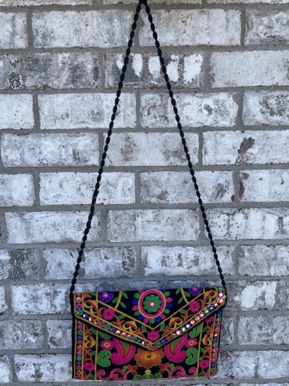 Maatangi Embroidered Mirror embellishments. Envelope Bag Bright Colors